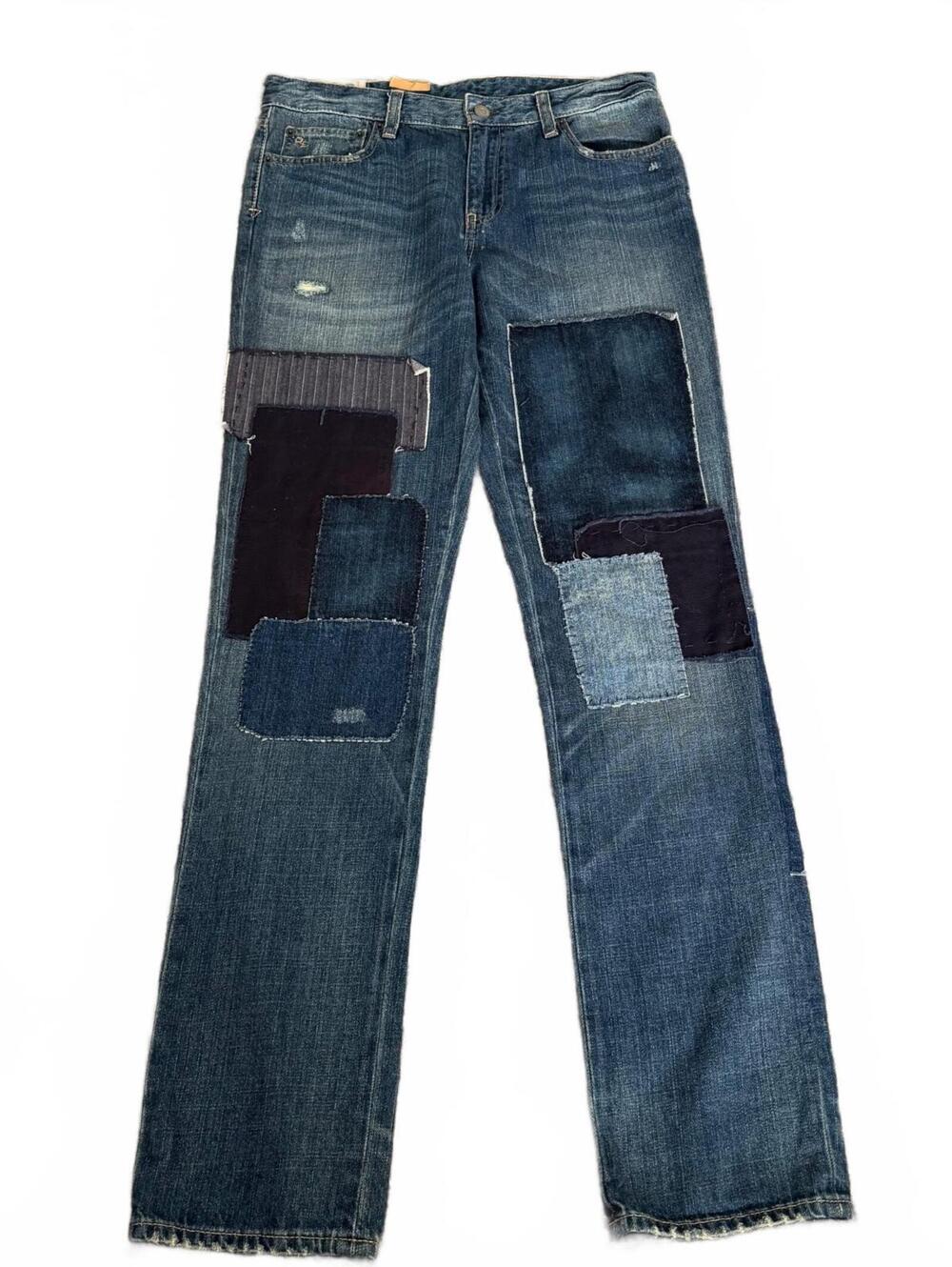 Polo Ralph Lauren Patchwork Jeans Distressed Blue Denim Skinny 28